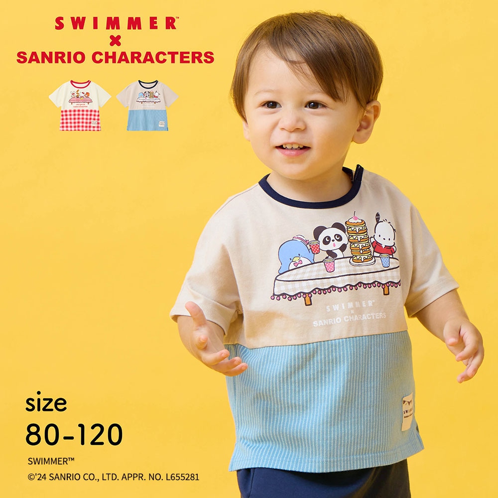 【SWIMMER×SANRIO CHARACTERS】SWIMMER×サンリオキャラクターズ 総柄切替えプリント半袖Tシャツ 【ベビー服】