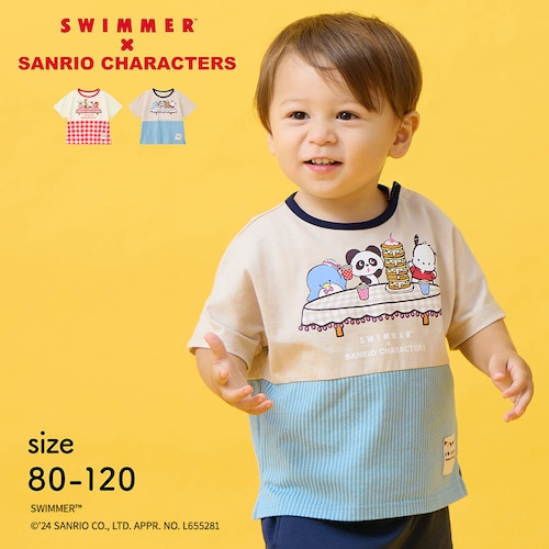 ＼アイボリー×レッド系再入荷／ SWIMMER×サンリオキャラクターズ 総柄切替えプリント半袖Ｔシャツ 【ベビー服】