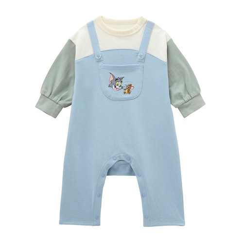 トムとジェリー サロペットレイヤード風長袖カエルロンパース 【ベビー服 長袖】