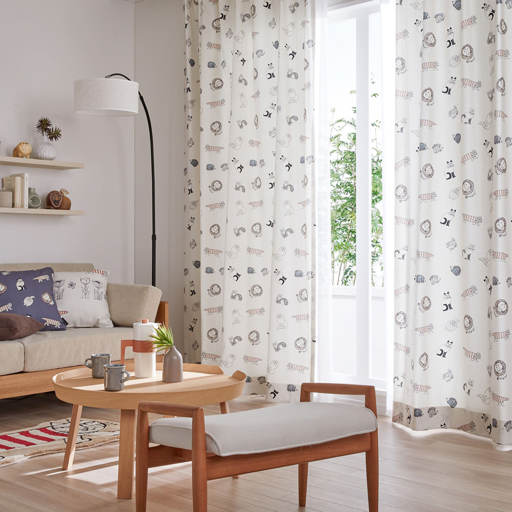 【リサ・ラーソン/Lisa Larson】【99サイズ】 リサ・ラーソンデザインの綿素材カーテン(マイキーフレンズ) 【リサ・ラーソン/Lisa Larson】【99サイズ】 リサ・ラーソンデザインの綿素材カーテン(マイキーフレンズ)