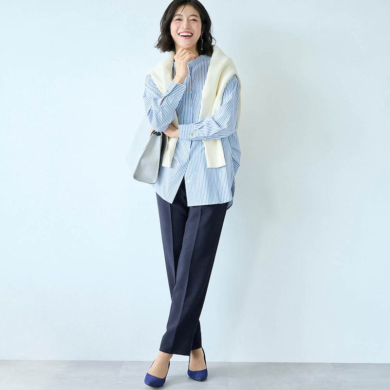 モデル身長168cm／M・股下68cm ※写真は撮影用のため股下＋6cmになります。パンツのみ着用