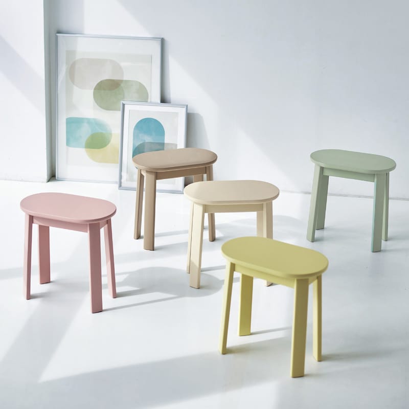 左からシェルピンク、ベージュ、アイボリー、レモンイエロー、ピスタチオ