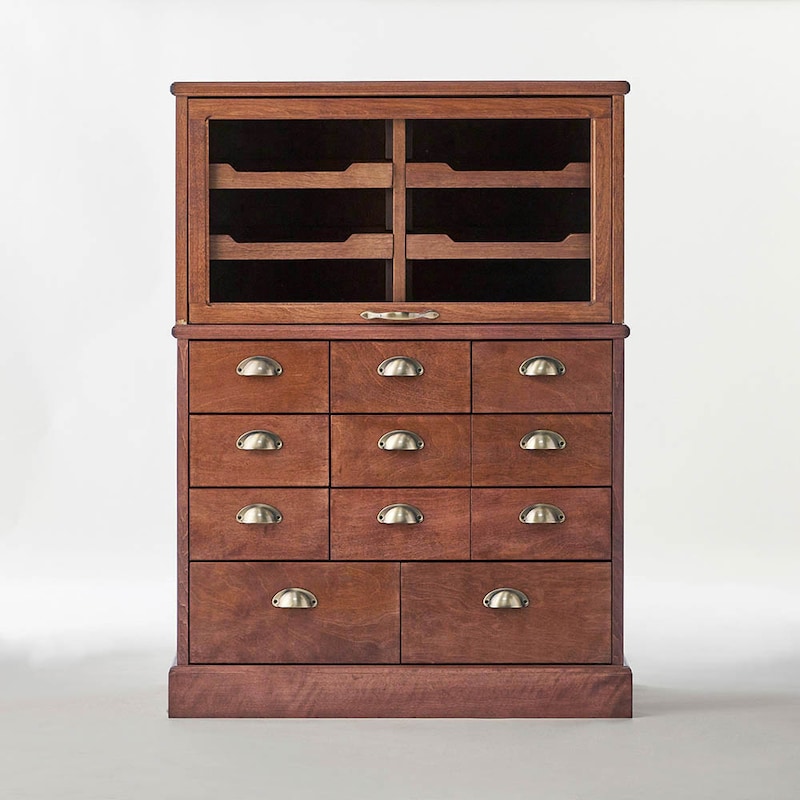 「アンティーク調シャツケース風トレイ付きスタッキングキャビネット」と合わせて使用できます
