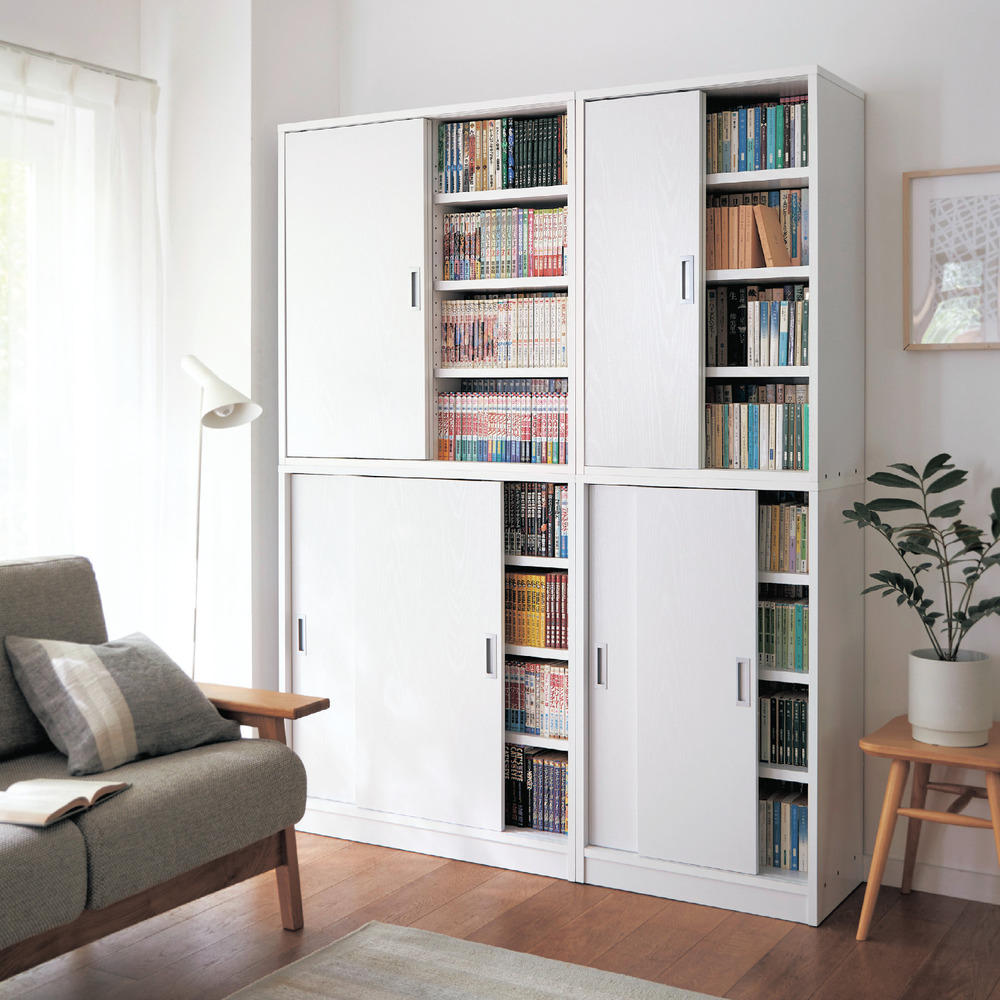 頑丈棚板の引戸本棚 <幅60・90cm> 頑丈棚板の引戸本棚 <幅60・90cm>