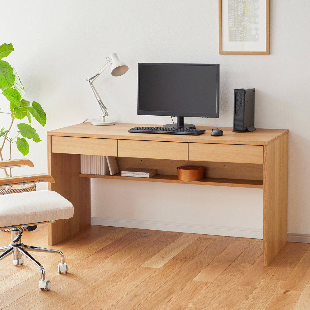 【ベルメゾン】広々作業ができる奥行60cmの引出し付きデスク