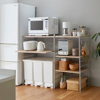 【シリーズ商品紹介】スライド棚がついたレンジ台ロータイプ(検索番号：1250039)