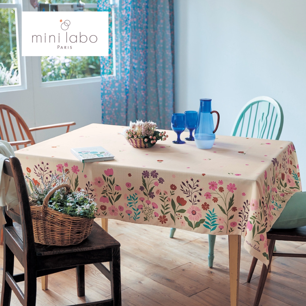 【ミニラボ/mini labo】撥水テーブルクロス/お花いっぱいのガーデン 「ミニラボ」