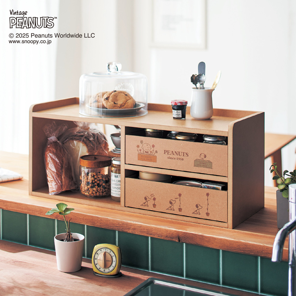 【ピーナッツ/PEANUTS】キッチンカウンター上収納ボックス 「スヌーピー」