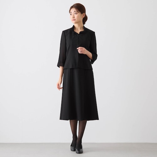 変形カラー夏物スーツ風ワンピース【喪服・礼服】