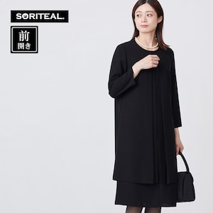 【ソリテール/SORITEAL】通年OK重ね着風ワンピース【喪服・礼服】