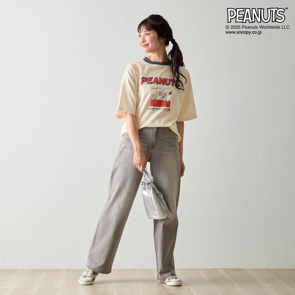 モデル身長164cm／M ※写真は撮影用のため、袖丈＋1.0cmになります