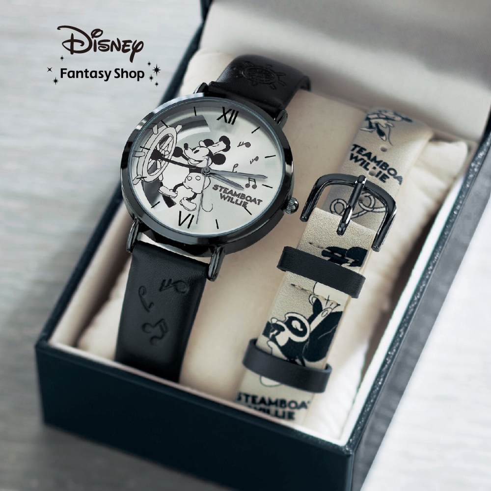 【ディズニー/Disney】チェンジャブルベルト付き腕時計 「ミッキーマウス(蒸気船ウィリー)」