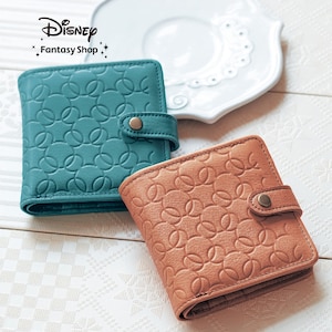【ディズニー/Disney】本革型押し2つ折り財布[日本製]「ミッキーモチーフ」