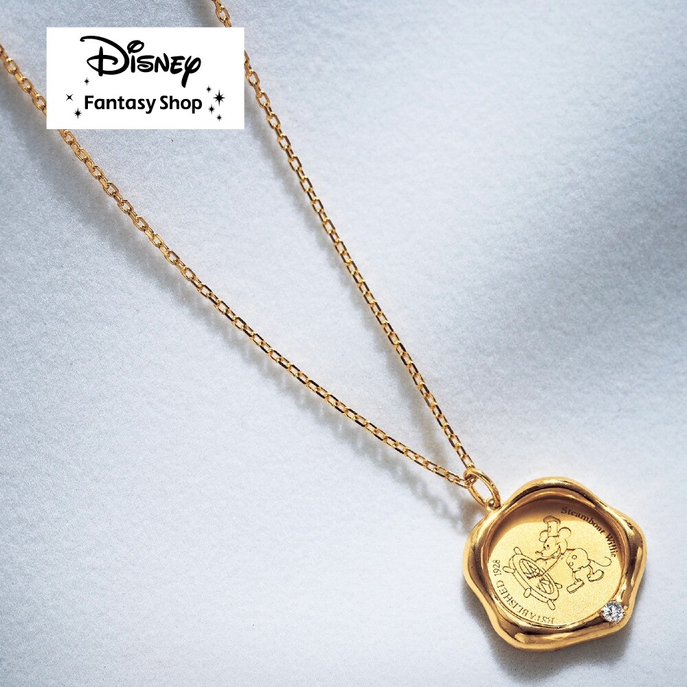【ディズニー/Disney】コインモチーフペンダント[日本製] 「ミッキーマウス(蒸気船ウィリー)」