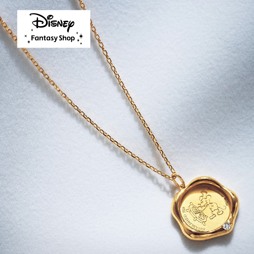 【ディズニー/Disney】コインモチーフペンダント[日本製] 「ミッキーマウス(蒸気船ウィリー)」