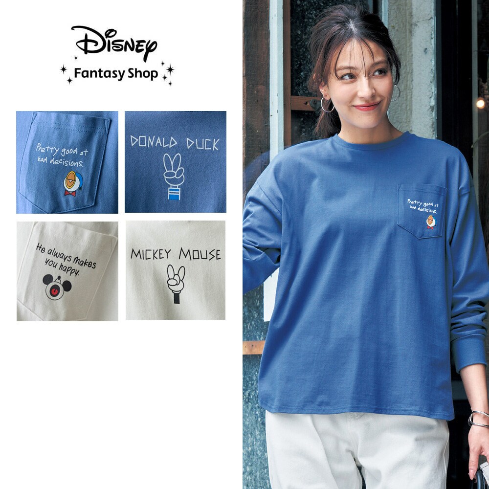 【ディズニー/Disney】ポケット付き長袖Tシャツ(選べるキャラクター)