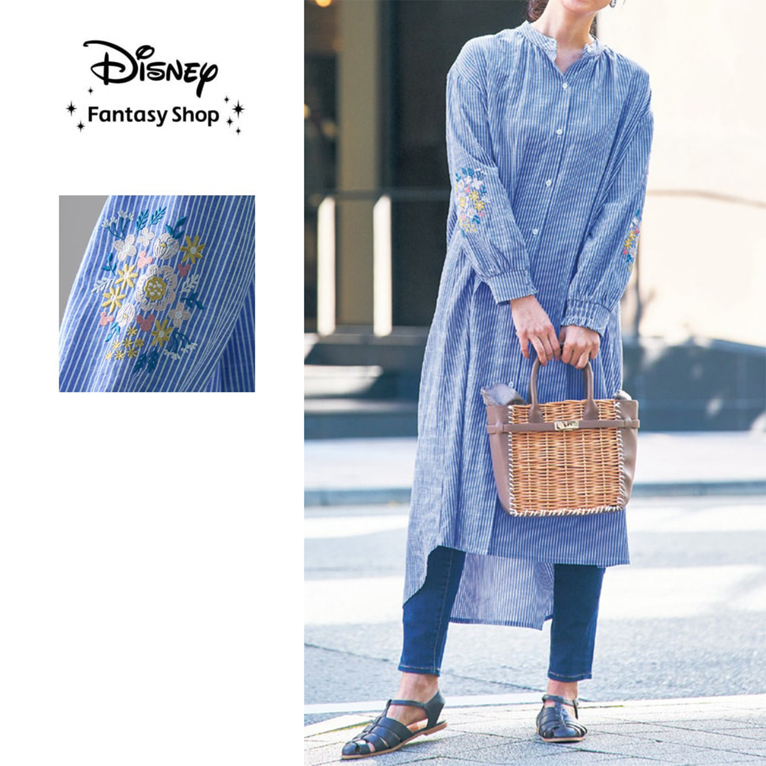 【ディズニー/Disney】羽織にも使えるシャツワンピース 「ミッキーモチーフ」