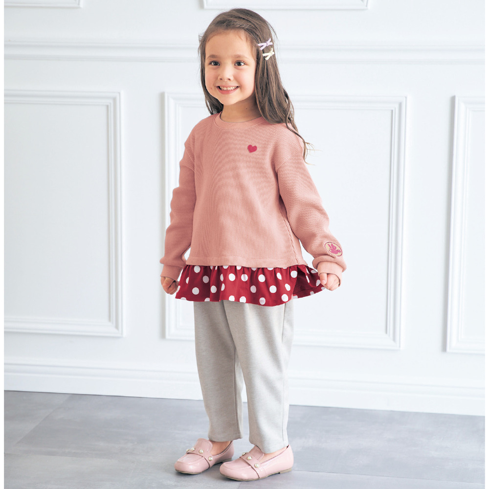 名札ココワッフル素材の裾レイヤードプルオーバー(選べるキャラクター)(ディズニー/Disney) 名札ココワッフル素材の裾レイヤードプルオーバー(選べるキャラクター)(ディズニー/Disney)