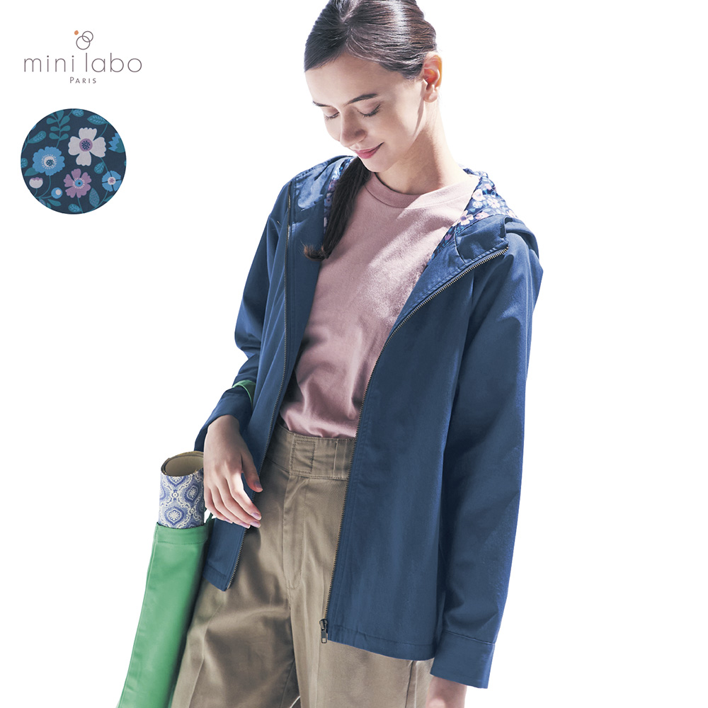 【ミニラボ/mini labo】【新柄登場】 裏地がかわいいテントラインブルゾン/ナスタチウムのダンス 「ミニラボ」