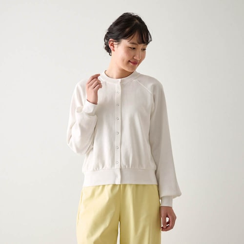 バック刺繍がアクセントの裏毛カーディガン 「ミニラボ」