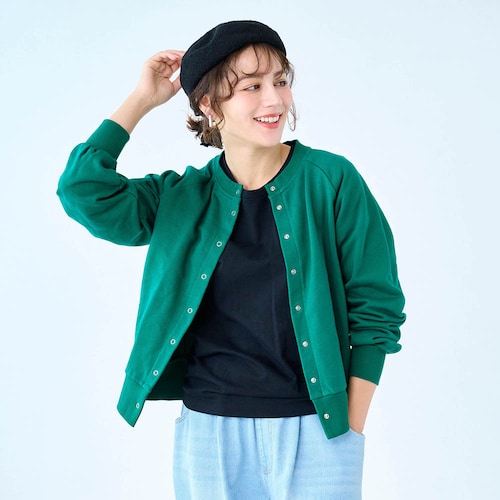 【新柄登場】 バック刺繍がアクセントの裏毛カーディガン／ミモザ 「ミニラボ」