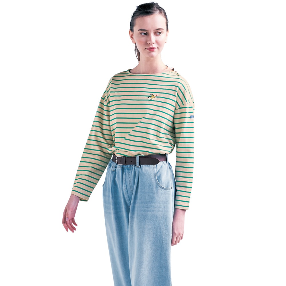 ゆったりなのにすっきり見え♪刺繍がかわいいデニムパンツ／ミモザ