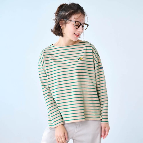 【新柄登場】 ワンポイント刺繍の長袖ボーダーTシャツ 「ミニラボ」