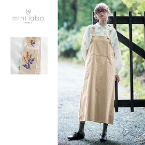 【ミニラボ/mini labo】着回しがきく刺繍がかわいいジャンパースカート/ミモザ 「ミニラボ」
