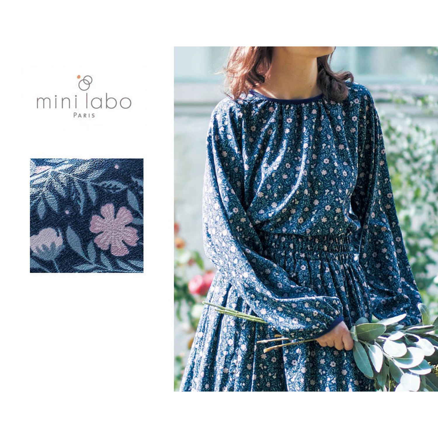 【ミニラボ/mini labo】ジョーゼットの総柄トップス/英国ののどかな庭 「ミニラボ」