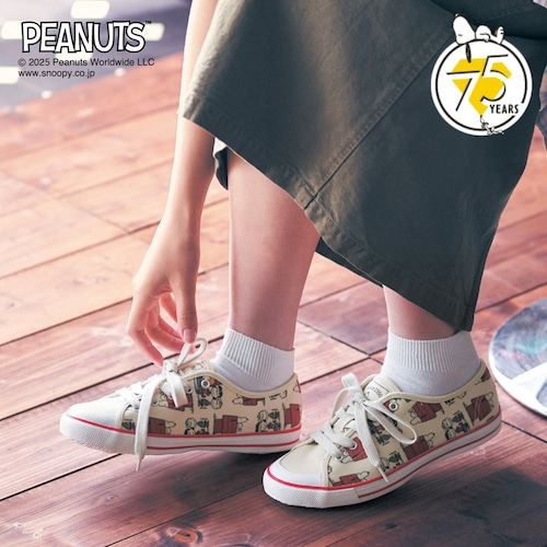 【PEANUTS75周年】 キャンバスプリントスニーカー 「スヌーピー」