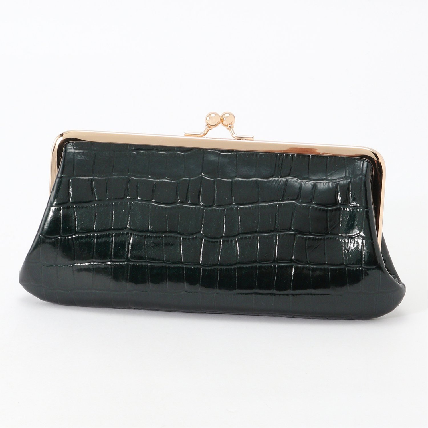 【ベルメゾン】クロコダイル型押し本革がま口長財布[日本製]