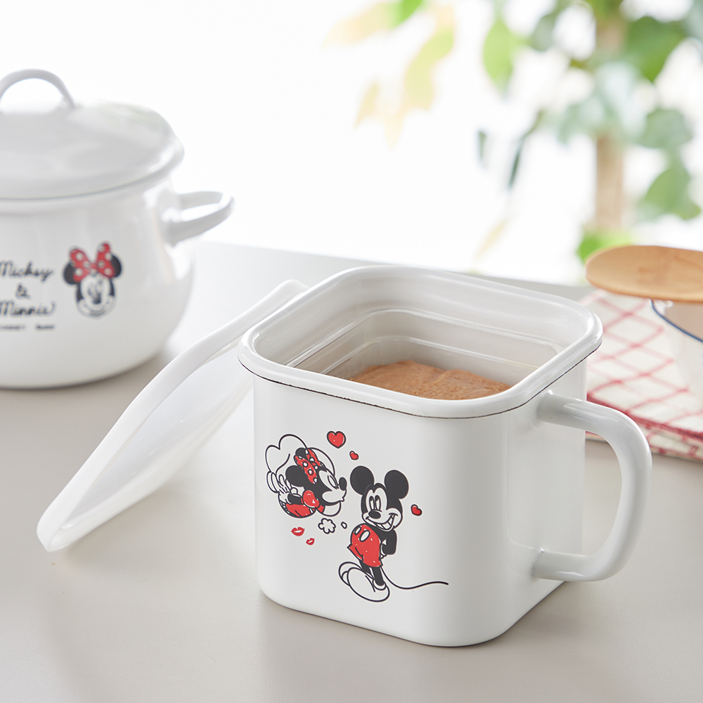 【ディズニー/Disney】ホーローのマルチスクエアポット「ミッキー & ミニー」 【ディズニー/Disney】ホーローのマルチスクエアポット「ミッキー & ミニー」