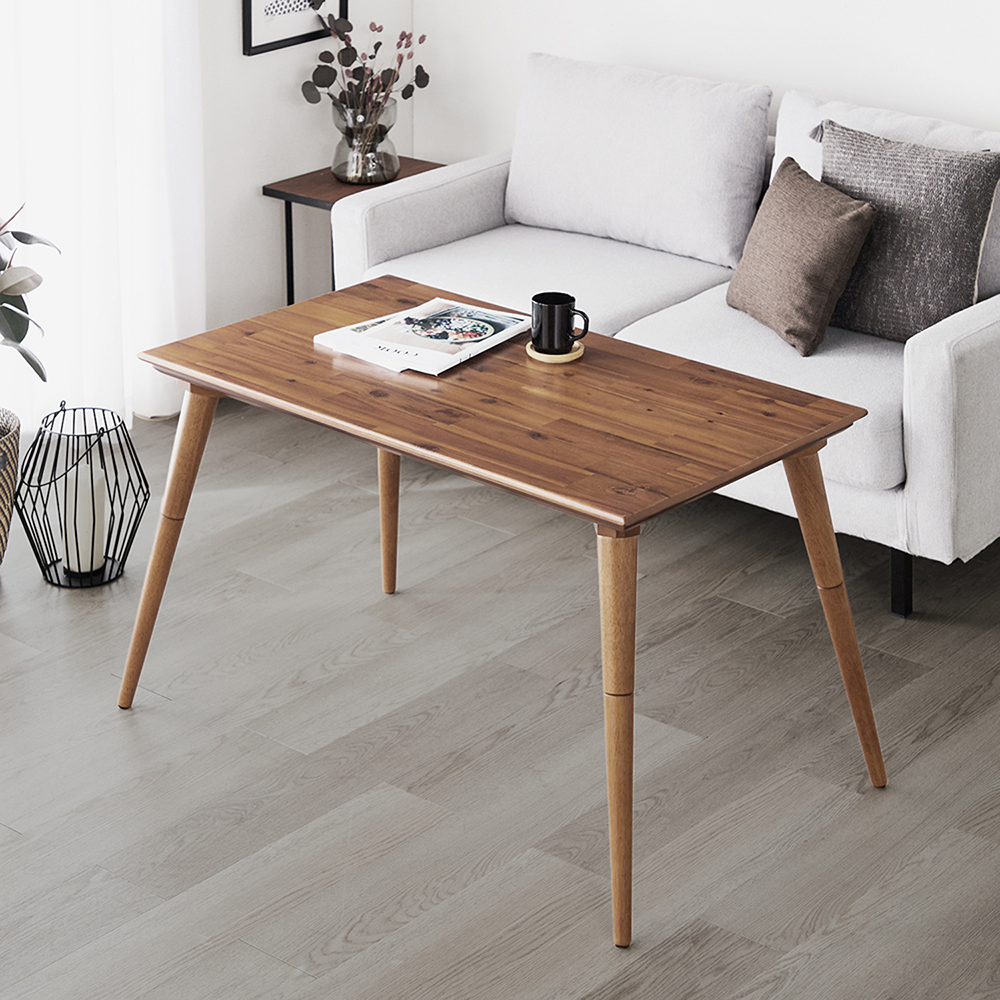 【ベルメゾン】アカシア材の高さ調整できるソファー前こたつテーブル 【ベルメゾン】アカシア材の高さ調整できるソファー前こたつテーブル