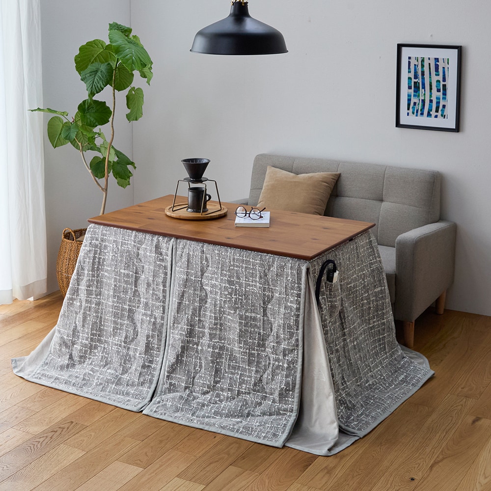 アカシア材の高さ調整できるソファー前こたつテーブル ＜こたつ単品