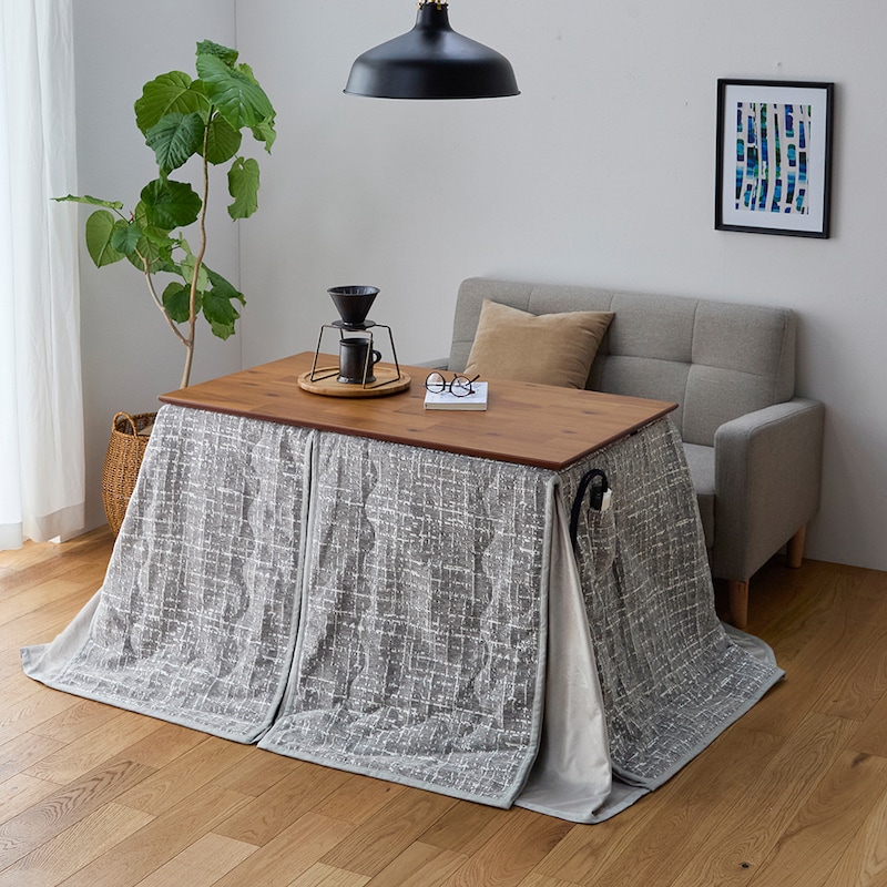 使用イメージ　こたつテーブル+こたつ布団（グレー）