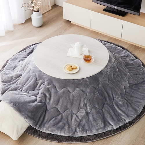 リバーシブル天板の円形こたつテーブルセット ＜こたつテーブル＋布団＞＜直径80cm＞