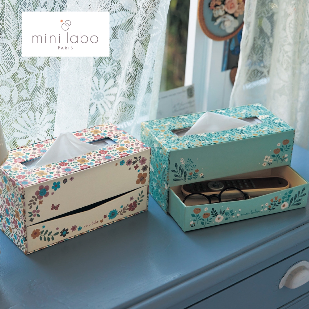 【ミニラボ/mini labo】収納付きティッシュボックス 「ミニラボ」
