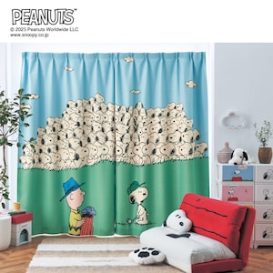 【ピーナッツ/PEANUTS】一枚絵のような遮光・遮熱カーテン 「スヌーピー」