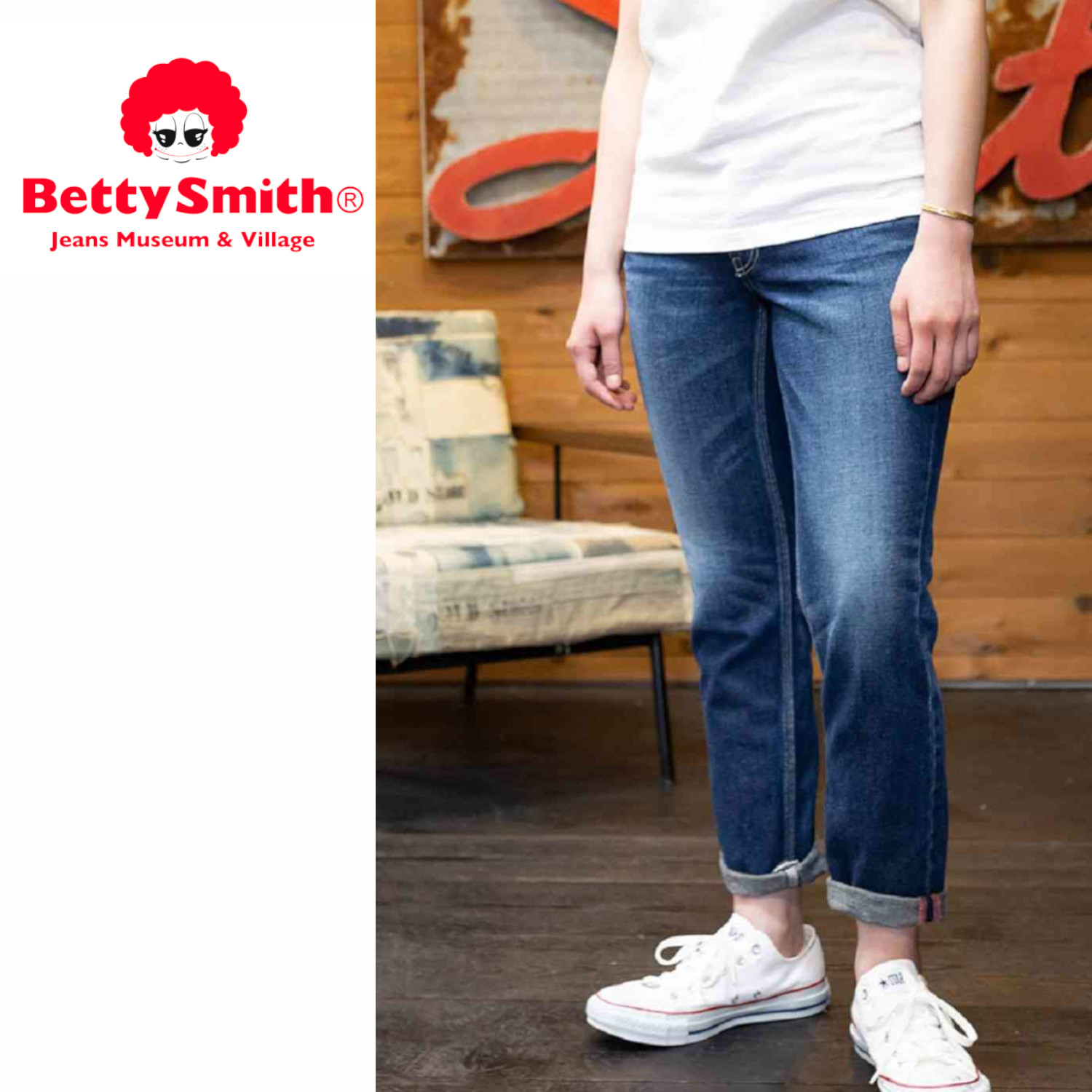 【ベティスミス/Betty Smith】綿麻テーパードデニムパンツ