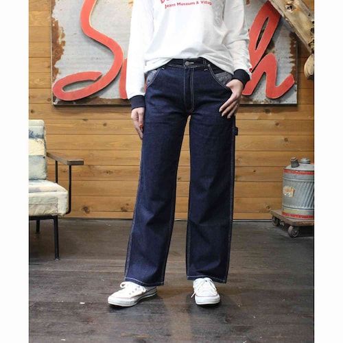 綿素材ルーズストレートデニムパンツ