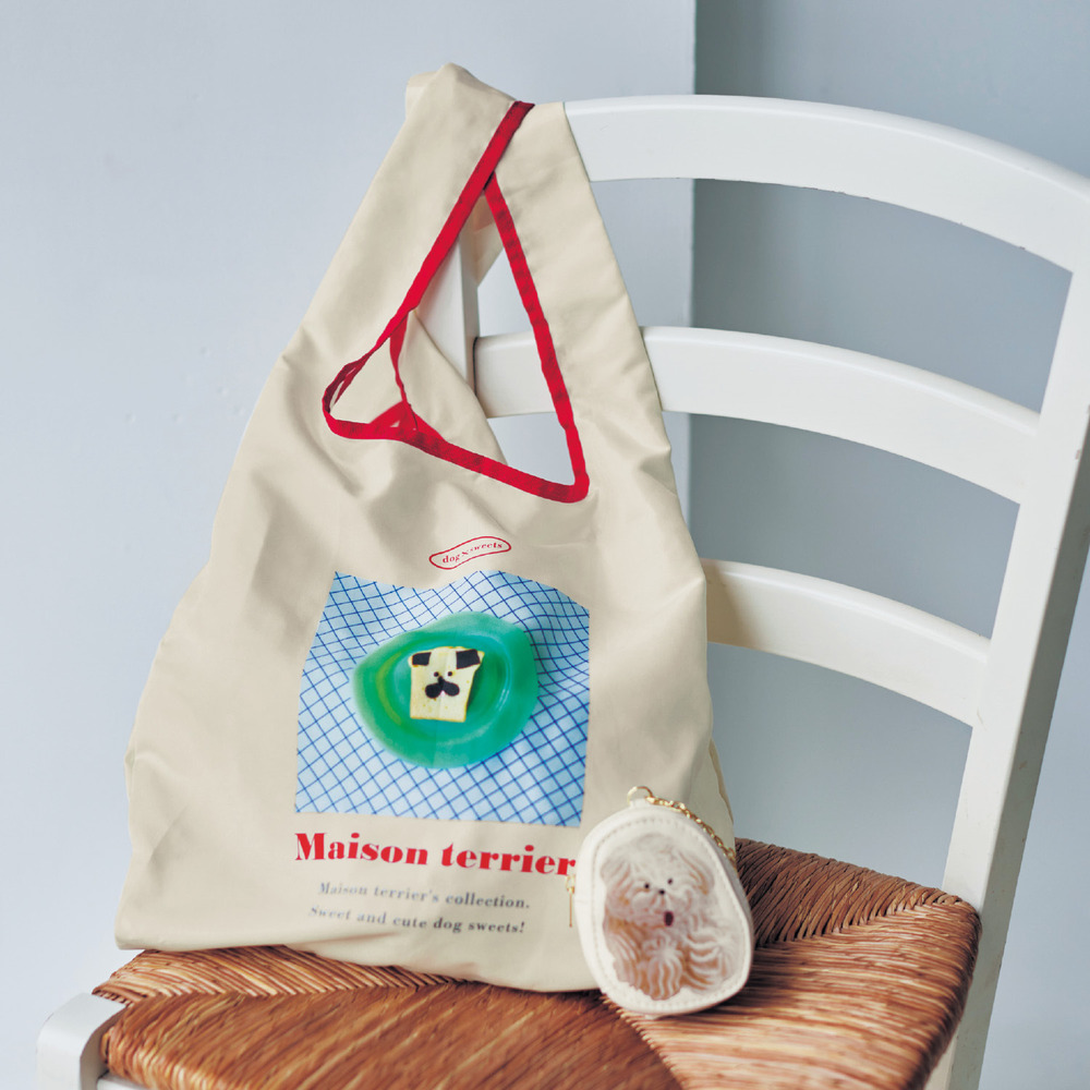 【メゾン・テリア/Maison terrier】お菓子デザインの収納ポーチ付きエコバッグ