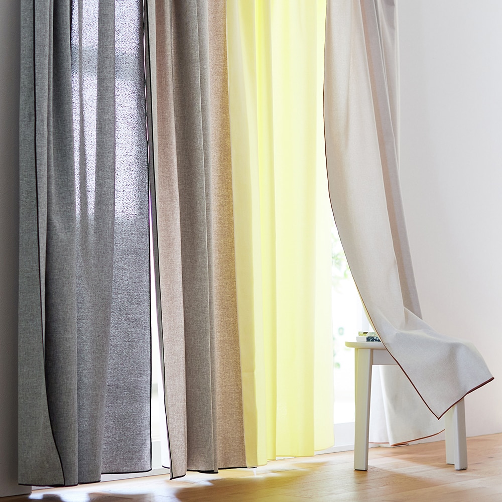 新品　リネン調カーテン＆UVカット・遮熱・遮像レースカーテンセット ベルメゾン セット】 程よく光を取り入れる。リネン調のカーテン＆UVカット