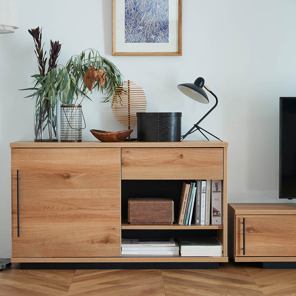 【ベルメゾン】節あり木目調の引き戸ローキャビネット