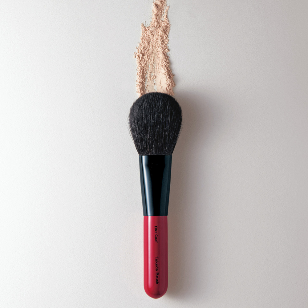 【ベルメゾン】フェイス & チークブラシ 青染上質細毛山羊毛100% (メイクブラシ)