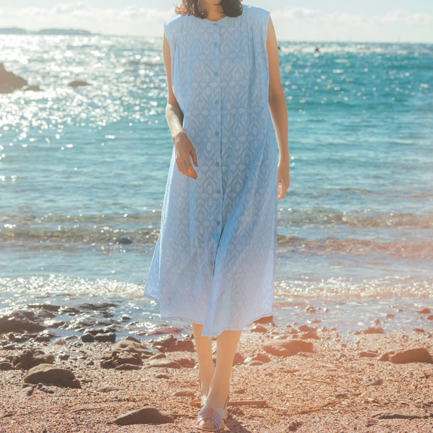 【ラ・フィット/la*fite】綿カットジャカードワンピース