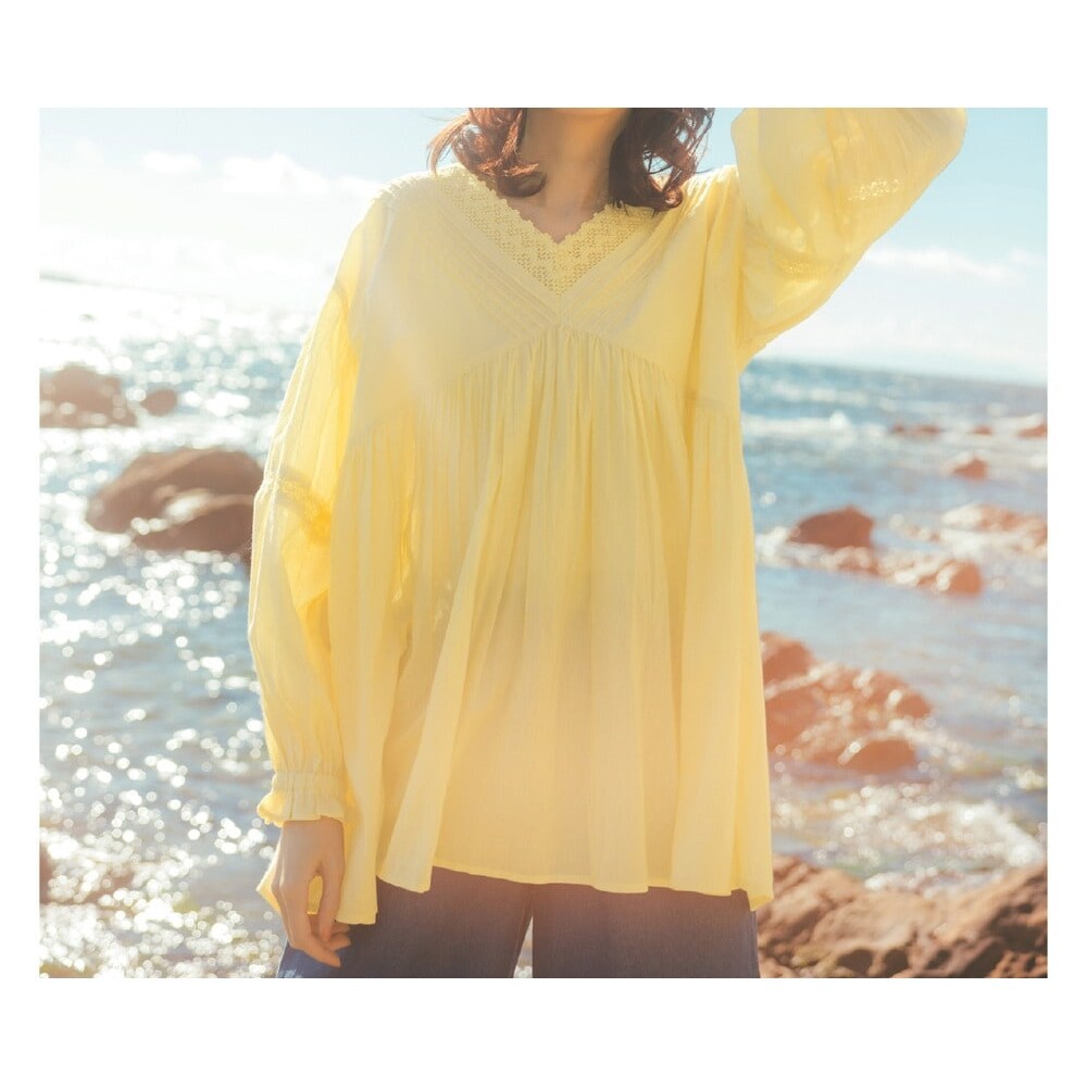 【ラ・フィット/la*fite】綿ボイルレース使いブラウス