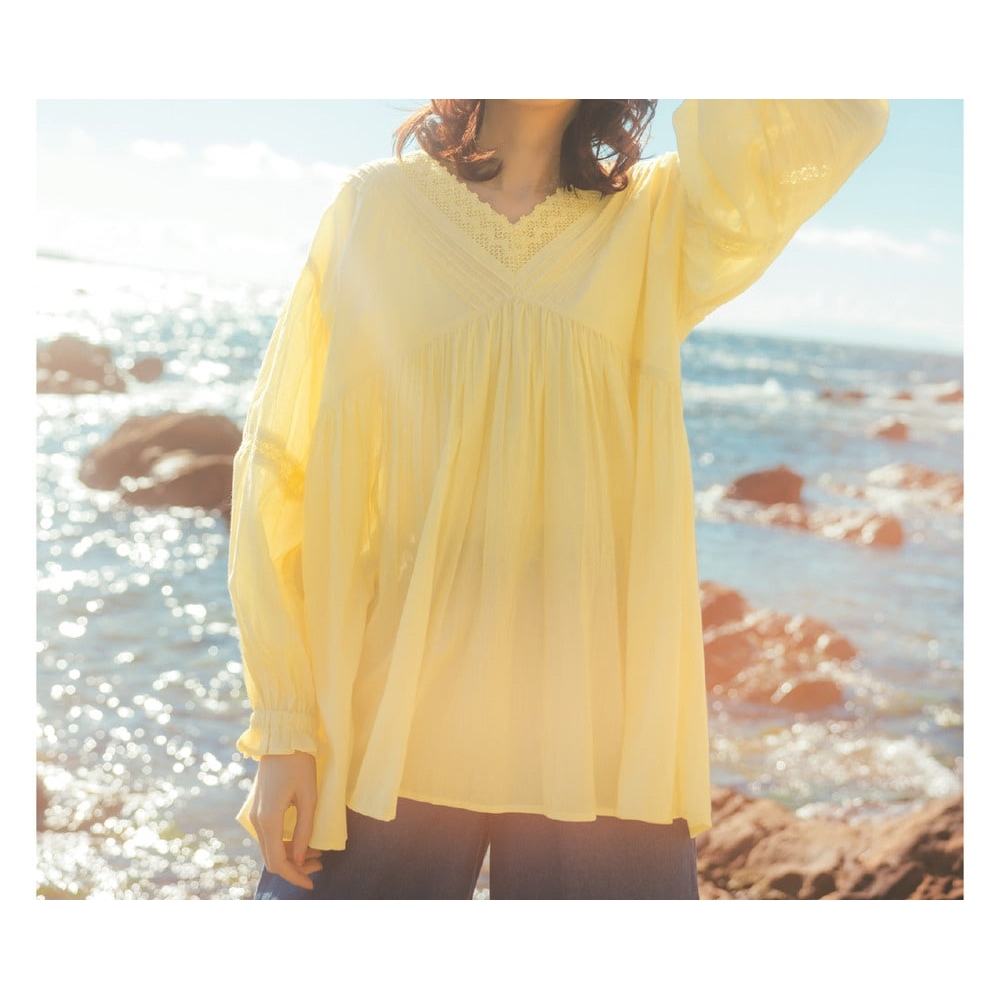 【ラ・フィット/la*fite】綿ボイルレース使いブラウス