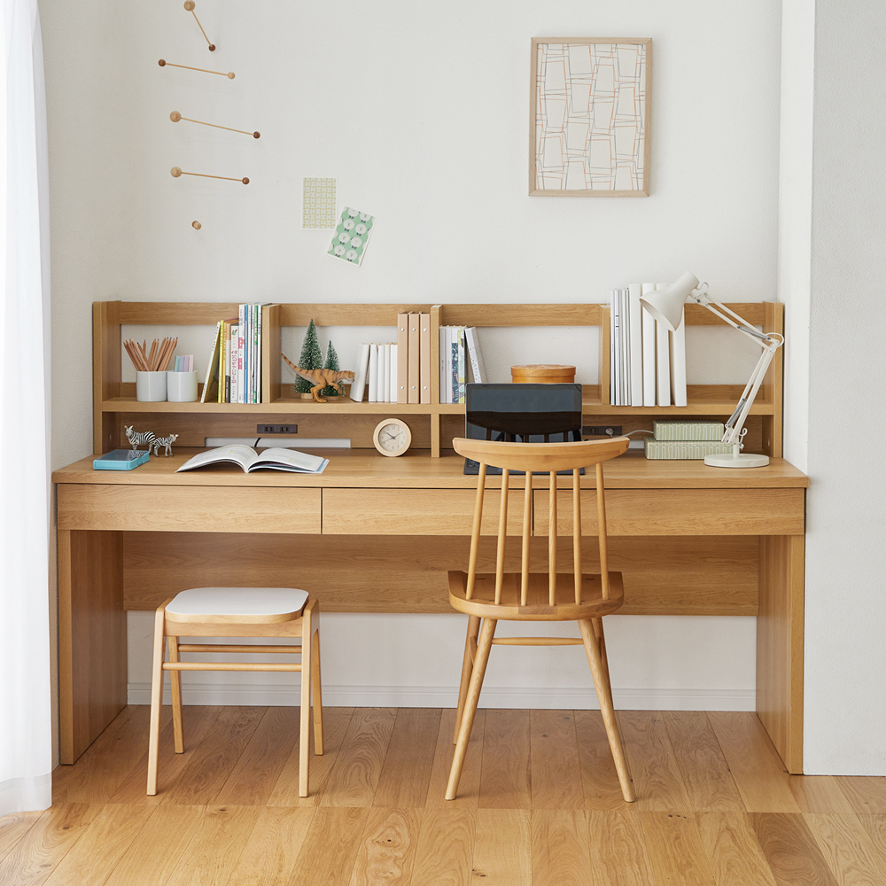 【ベルメゾン】【幅1cmピッチサイズオーダー】上置きラック付きパソコンデスク