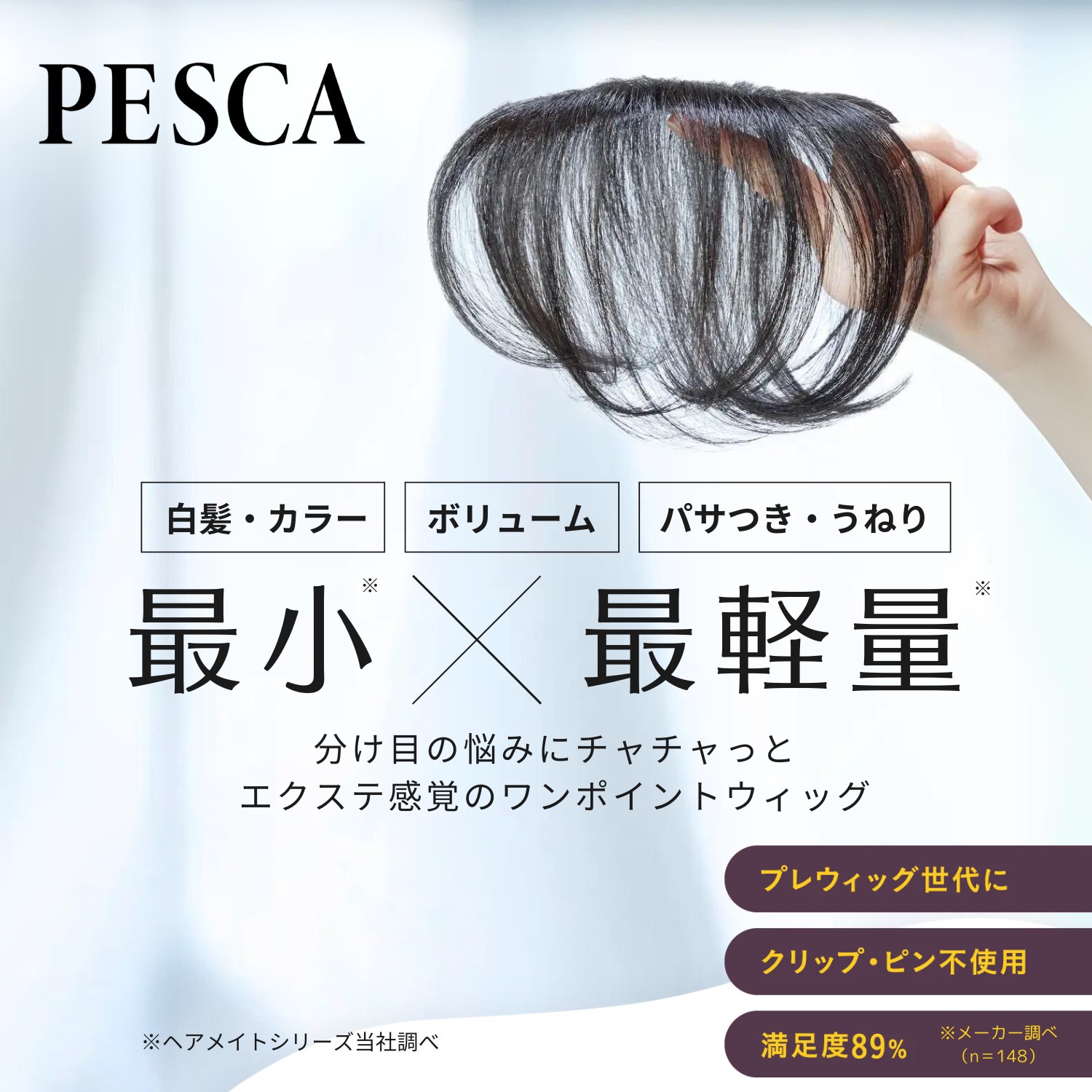 【ペスカ】HAIRMATE chacha(チャチャ) (部分用ウィッグ)