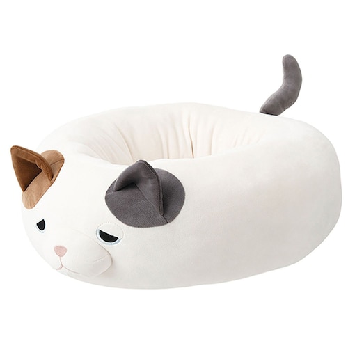 年中使えるリバーシブル使用！マシュマロラウンドペットベッド ＜ミケネコ／柴犬＞